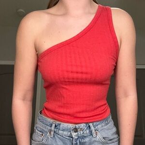 American Eagle Outfitters One-Shoulder Red Top